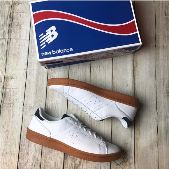 new balance white shoes gum sole